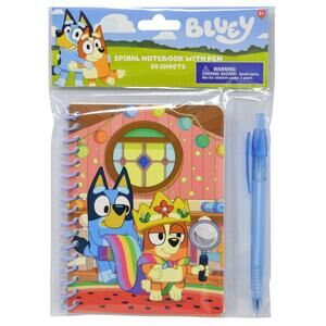 Bluey Spiral Notebook with Pen in Poly Bag with Header 50 Sheets